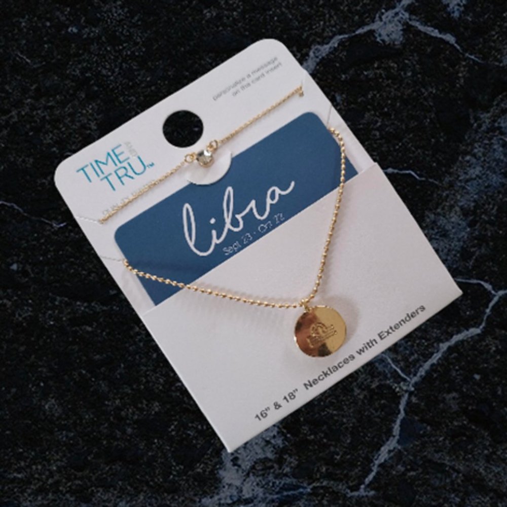 Libra Zodiac Pendant and crystal pendant Necklace 2 piece NEW style gift
